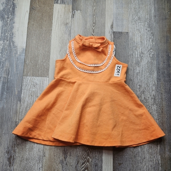 Janie and Jack Mod Dress in Orange 6-12 months White trim Bow - Picture 1 of 6